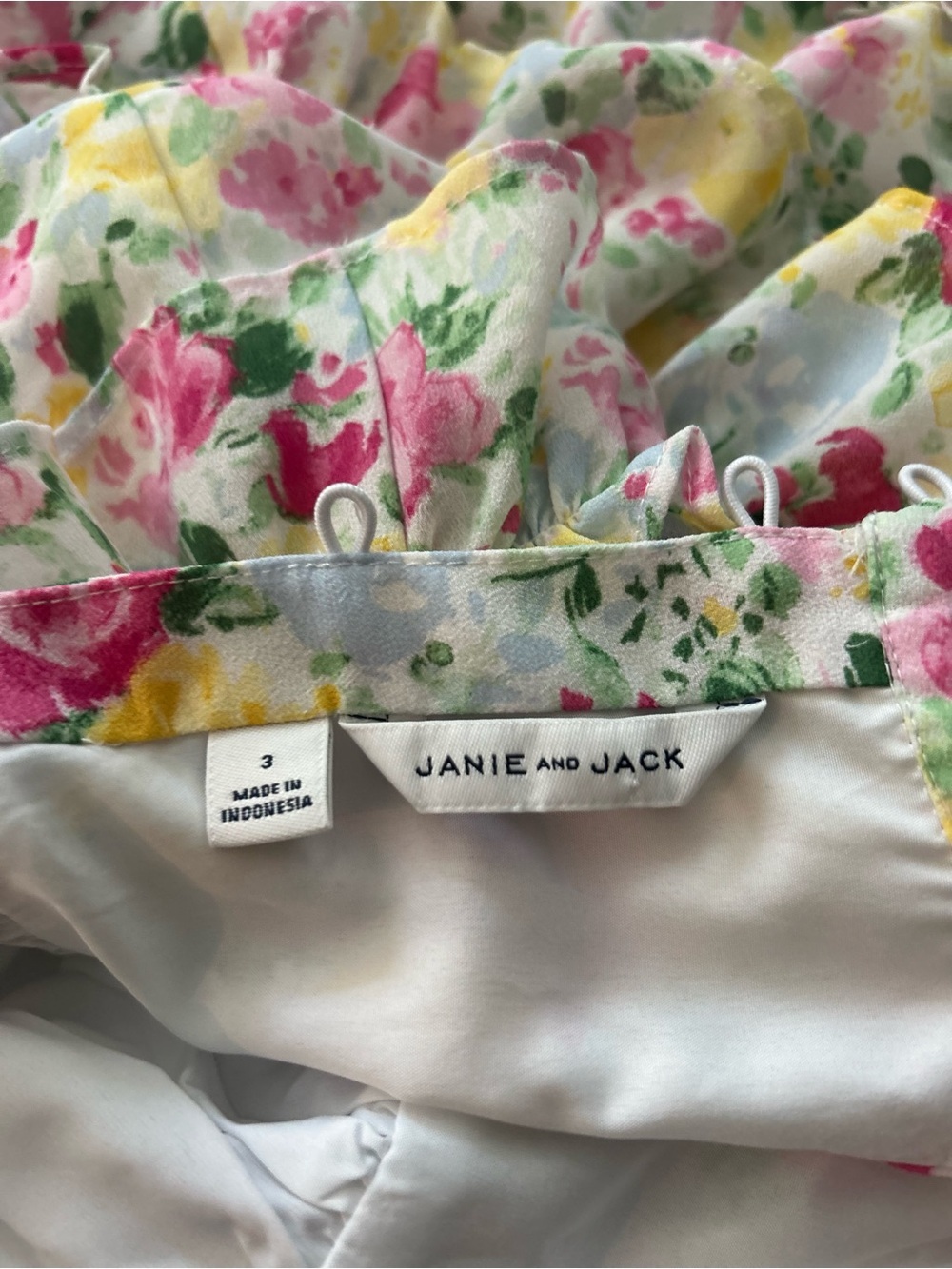 Janie and Jack Floral Ruffle Dress in Pink, Yellow & Green Petticoat Size 3 - Picture 5 of 7